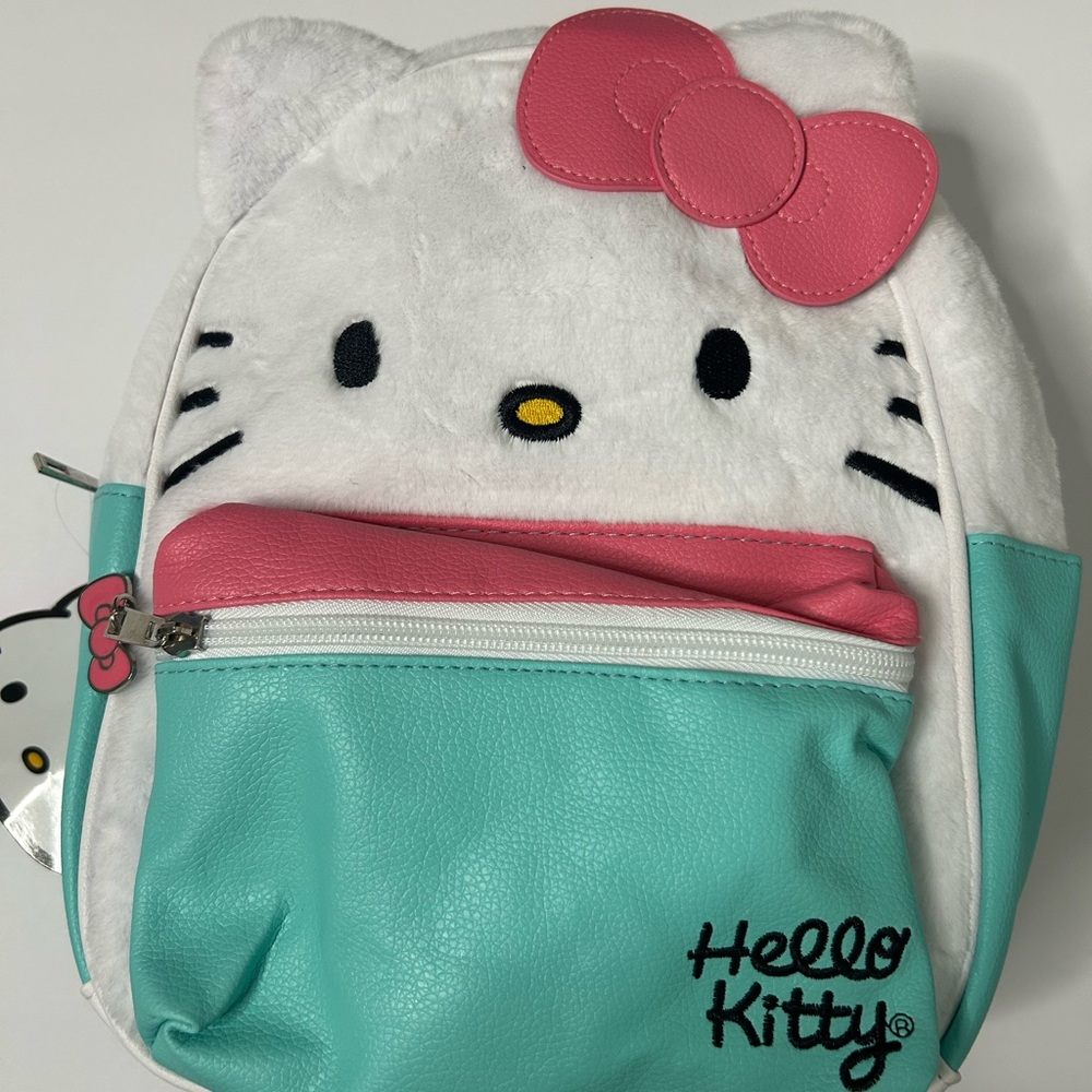 Sanrio Hello Kitty Plush Backpack - White, Pink & Teal